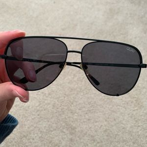 Quay Australia Black smoke polarized high key mini sun glasses